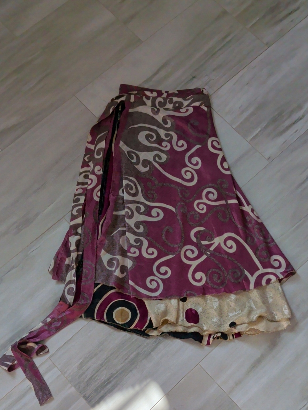 Women’s Reversible Silk True Wrap Made In India Midi Skirt Recycled Sari